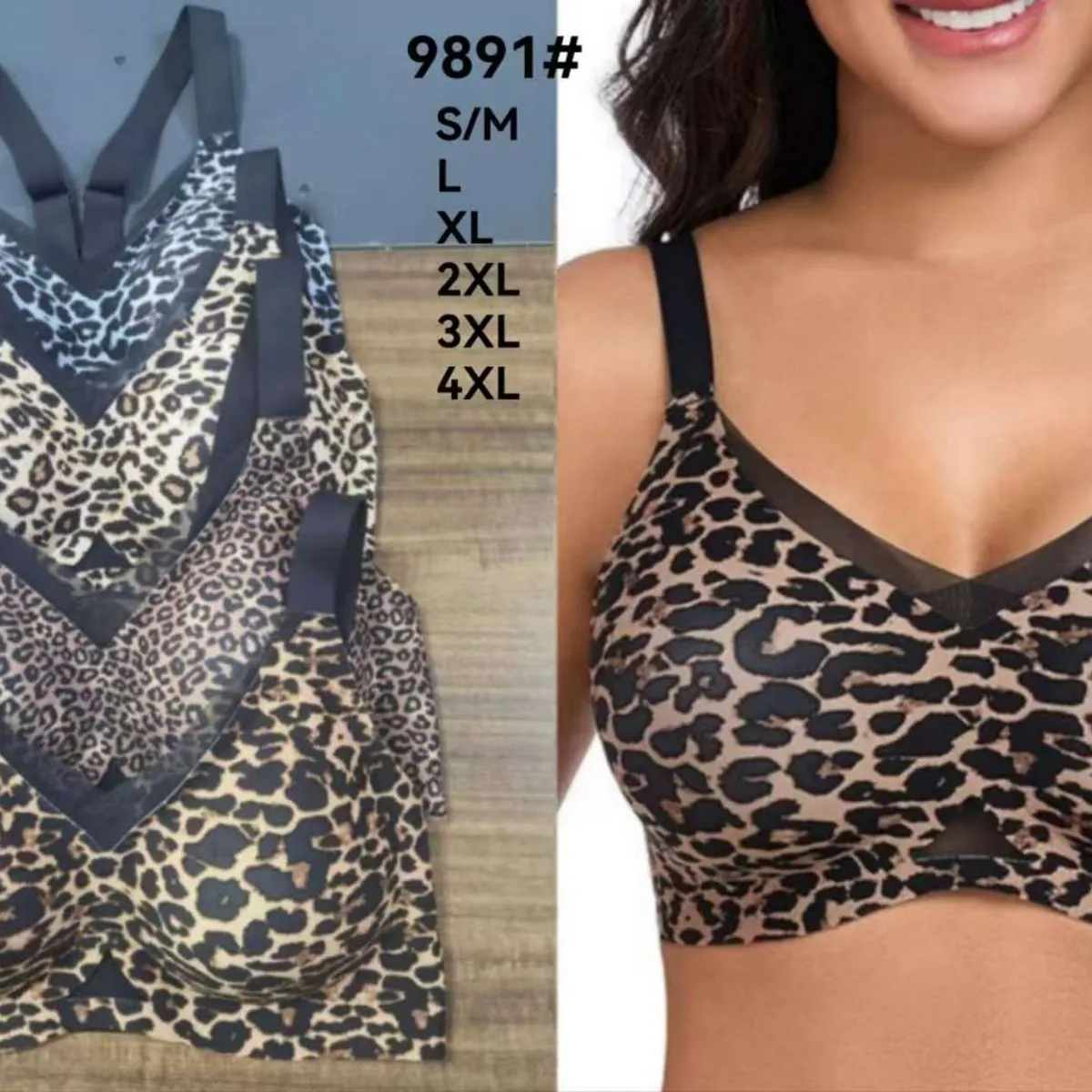 Biustonosze damskie plus size S/M-L-2XL-3XL-4XL wzór leopard
