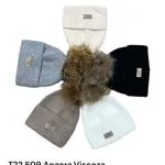 Czapki damskie z pomponem T22.509 Angora/Viscose 6 kolorów