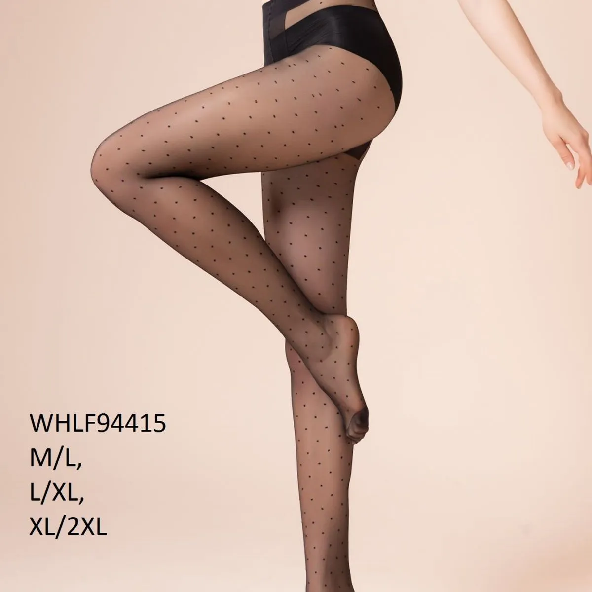 Rajstopy damskie czarne w kropki M/L XL