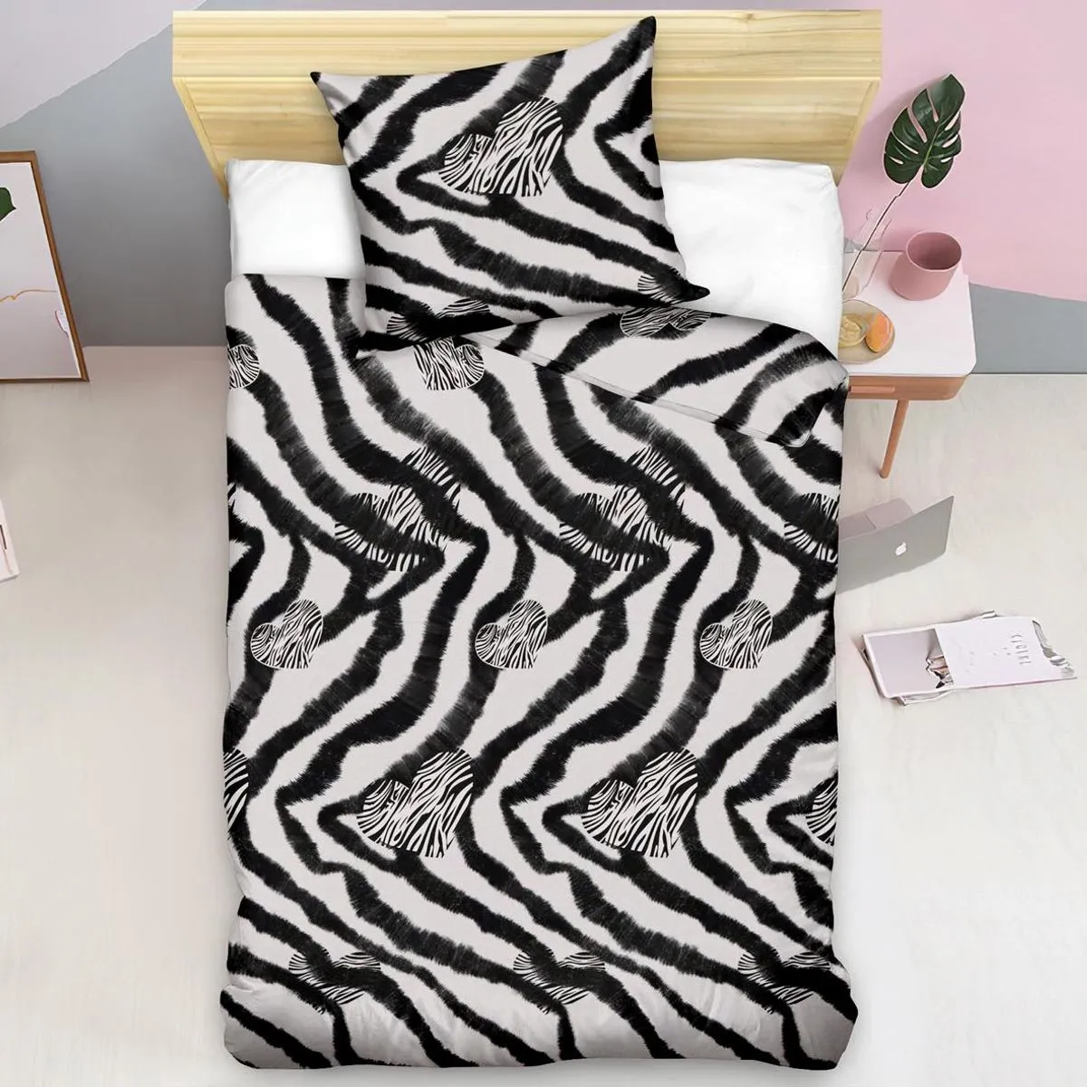 Pościel Satyna Bawełna 2cz 140x200 ZEBRA