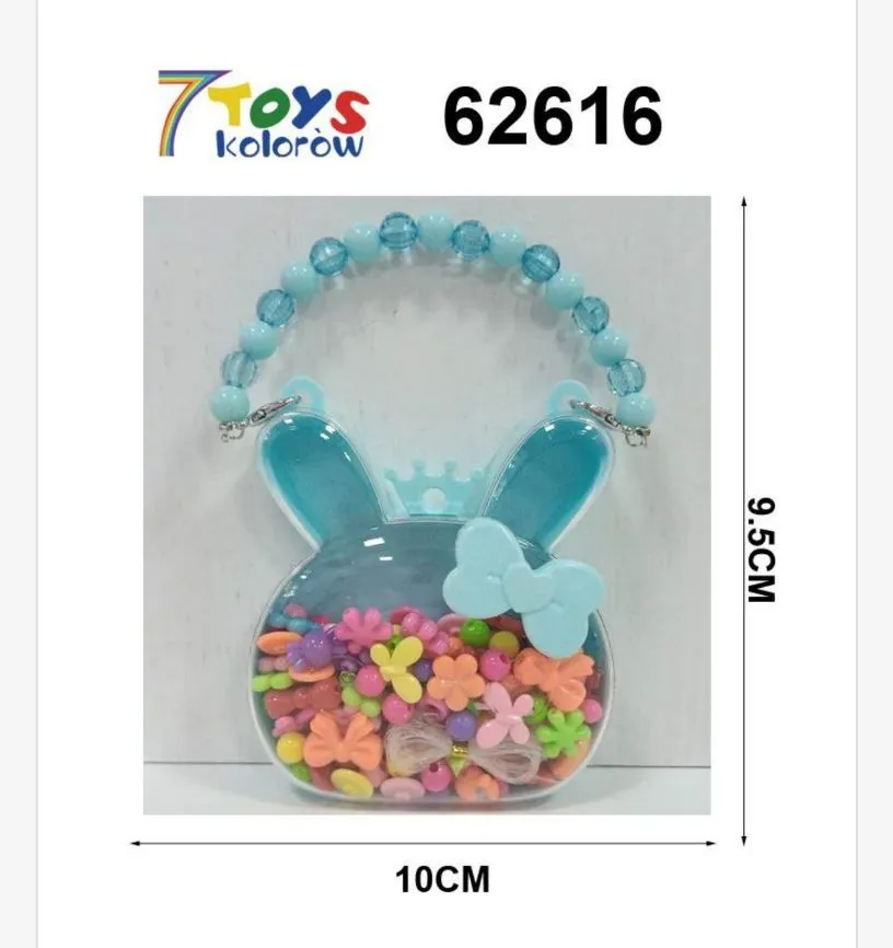 Zestaw zabawek koraliki DIY w torebce króliczek 10cm