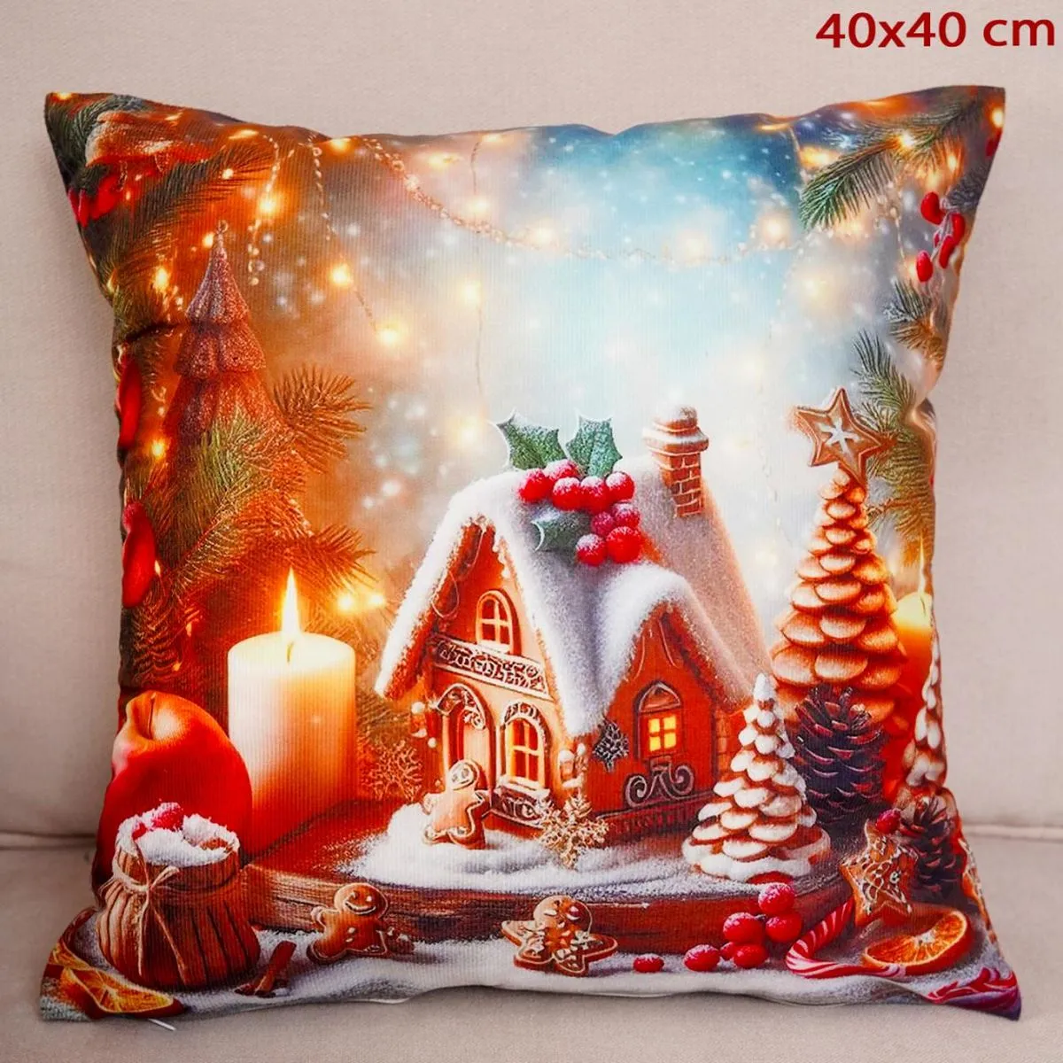 Poszewki świąteczne 40x40cm domek gingerbread