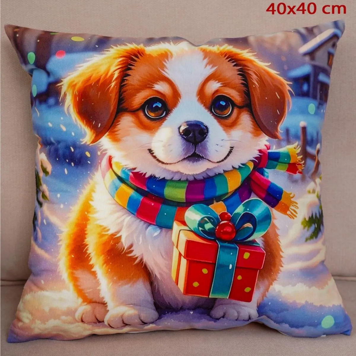 Poszewki 40x40cm z motywem psa rasy corgi świąteczny