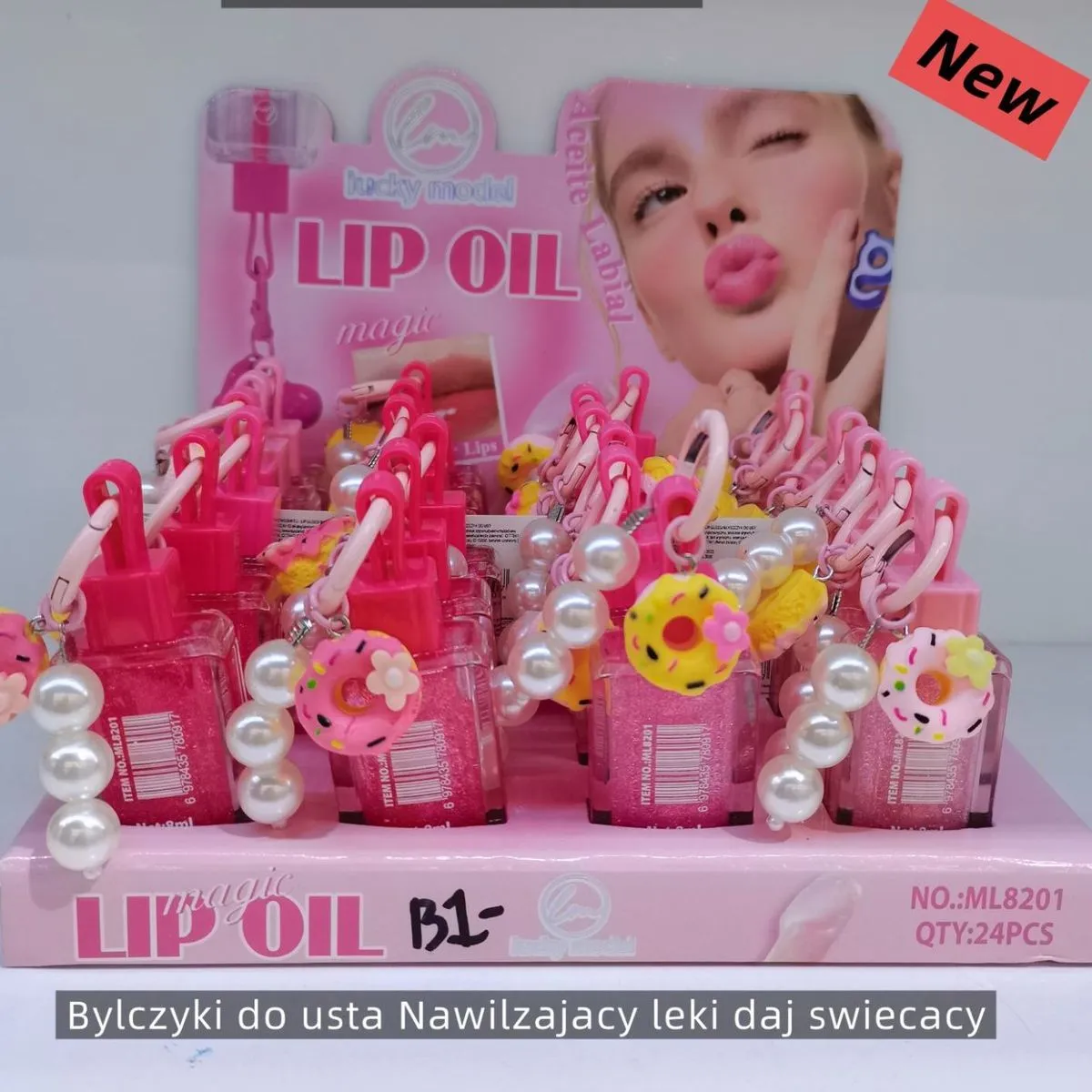 Lip Oil do Ust z Zawieszką Donut 8ml BŁYSTKA