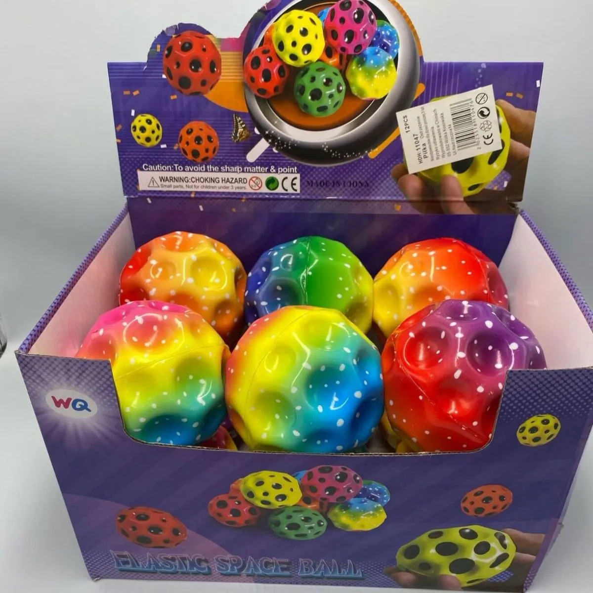 Piłki Bouncy Ball Glowing Space - kolorowe, 12 szt