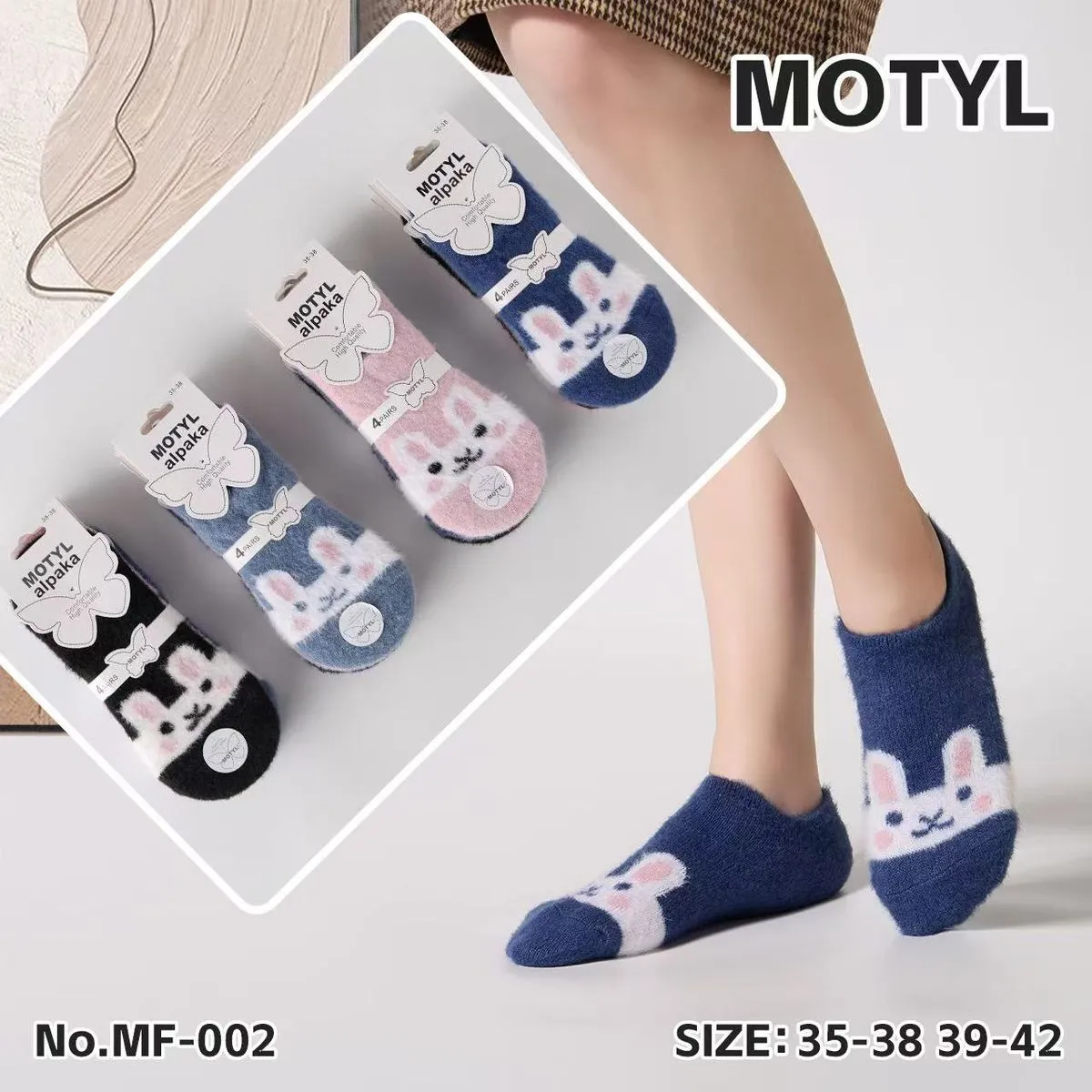 Skarpetki damskie Motyl z króliczkiem MF-002 roz. 35-38-39-42