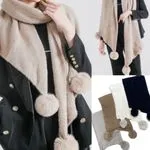 Szaliki damskie z pomponami 5551 mix 12 szt