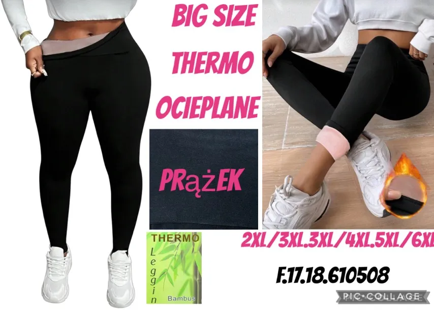 Legginsy damskie termoocieplane prążkowane big size 2XL-6XL