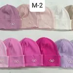 Czapki dziecięce beanie M-2 z kokardą, 10 szt