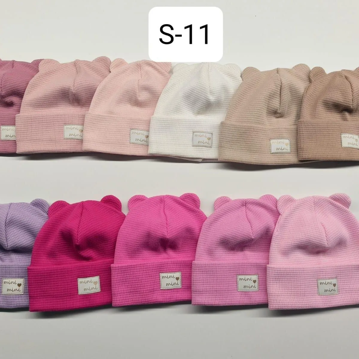 Czapki dziecięce beanie z uszami S-11, 10 szt/opak.