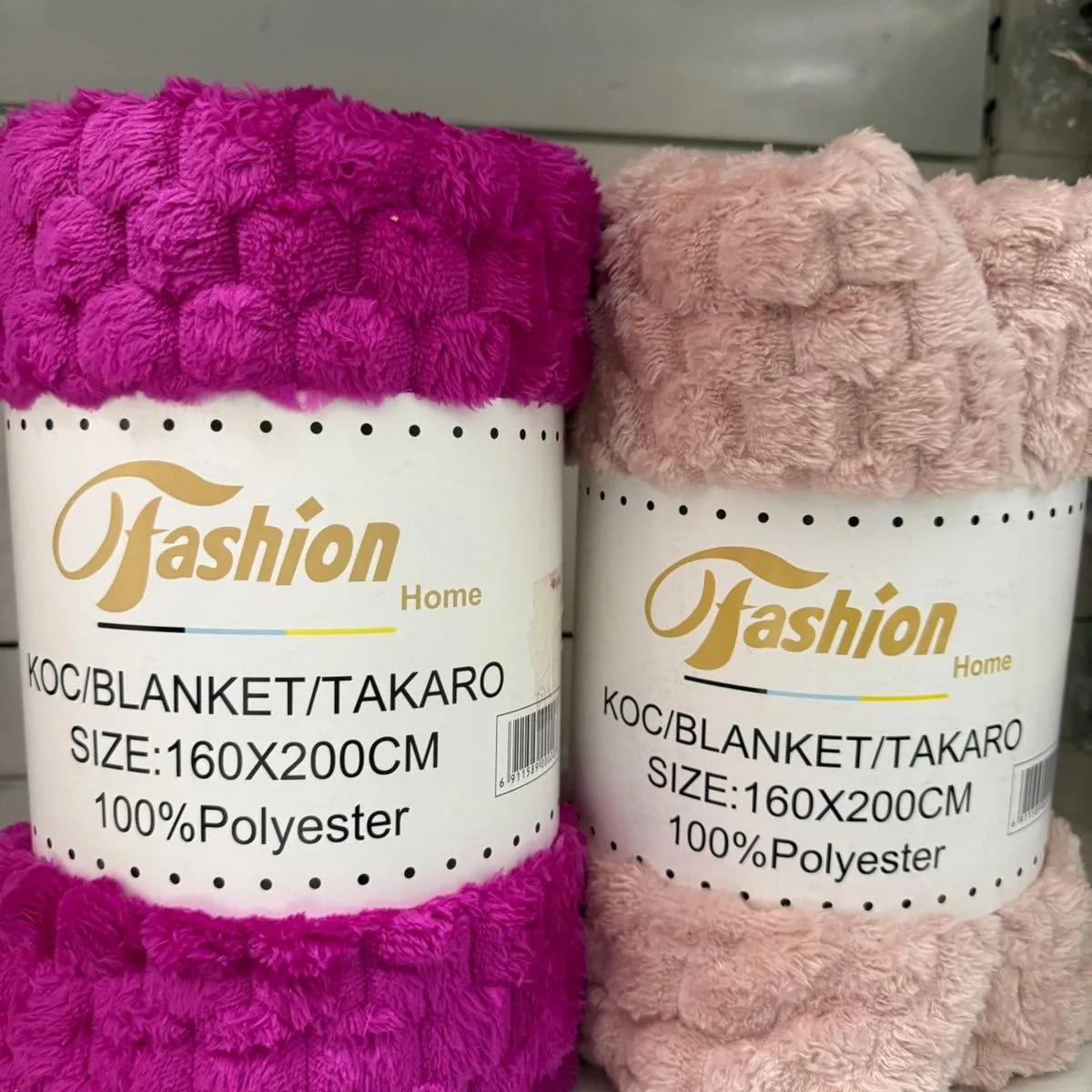 KOCE 160x200 cm 100% Poliester Fioletowy i Różowy