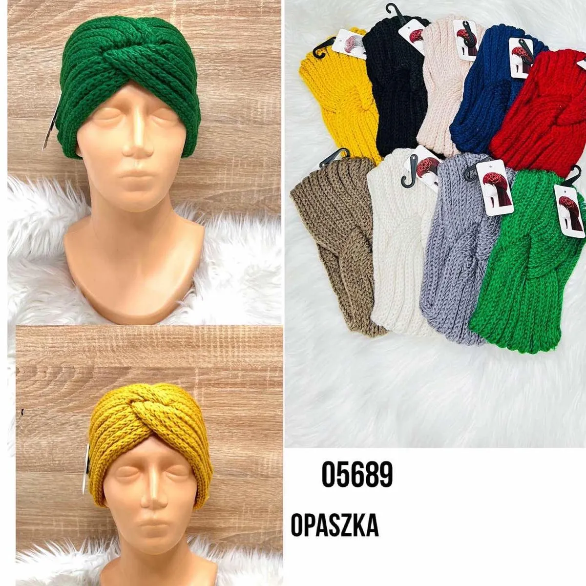 Opaski damskie turbanowe, mix kolorów 12 szt