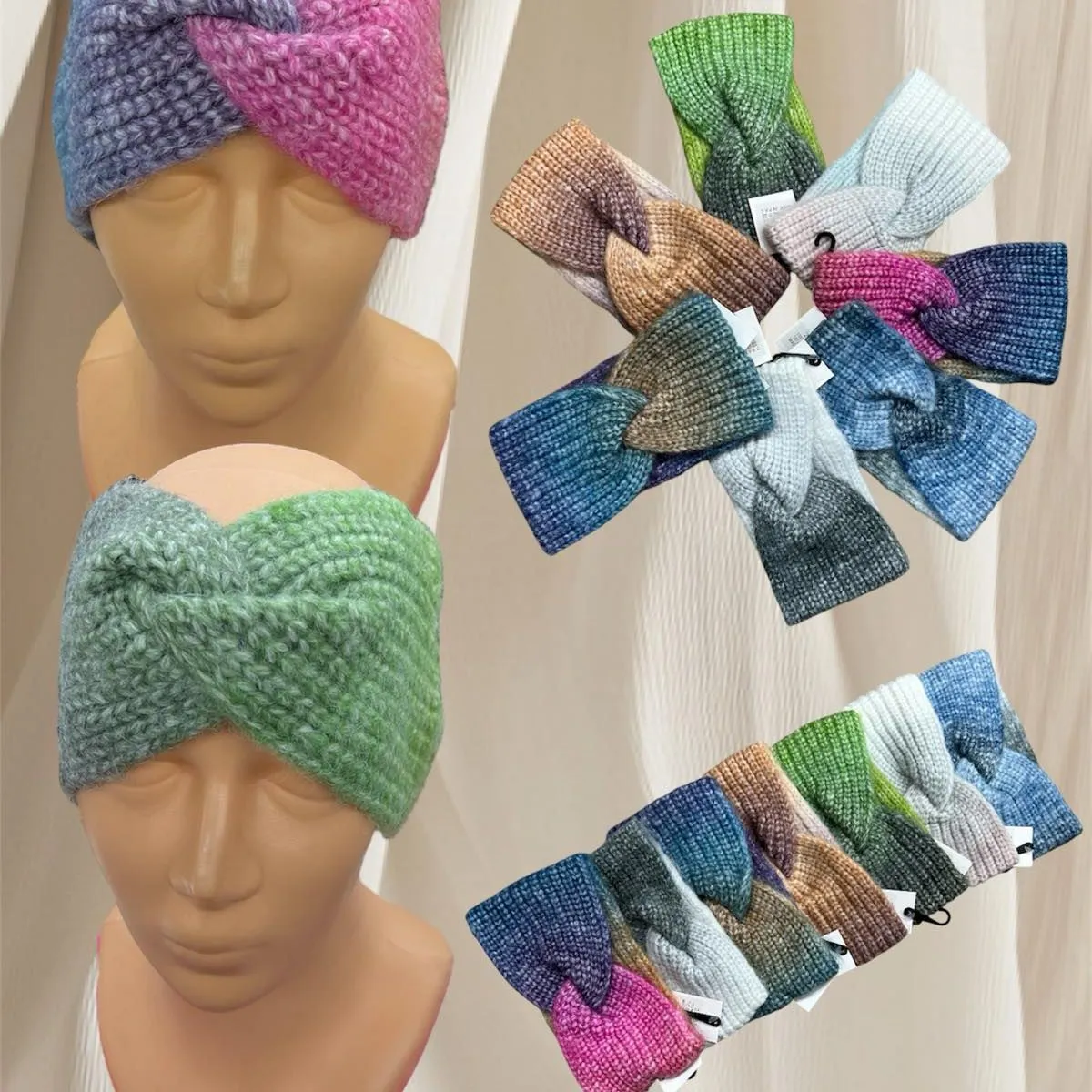 Opaski damskie szyte turbanowe, wzór 010-081, 12 szt/opak.