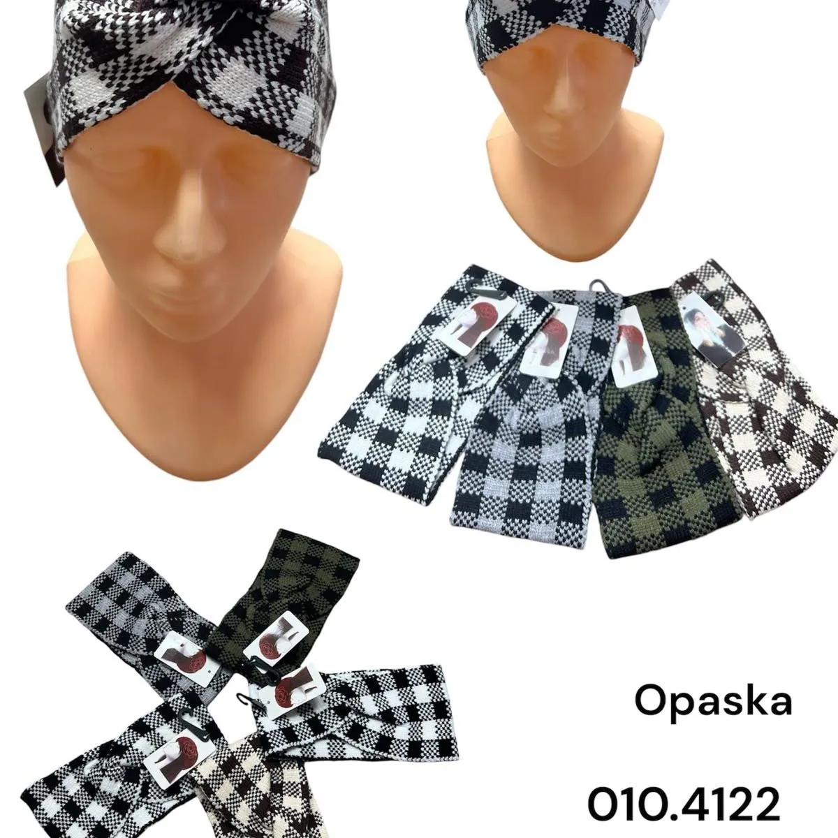 Opaski damskie w kratę acrylic welna