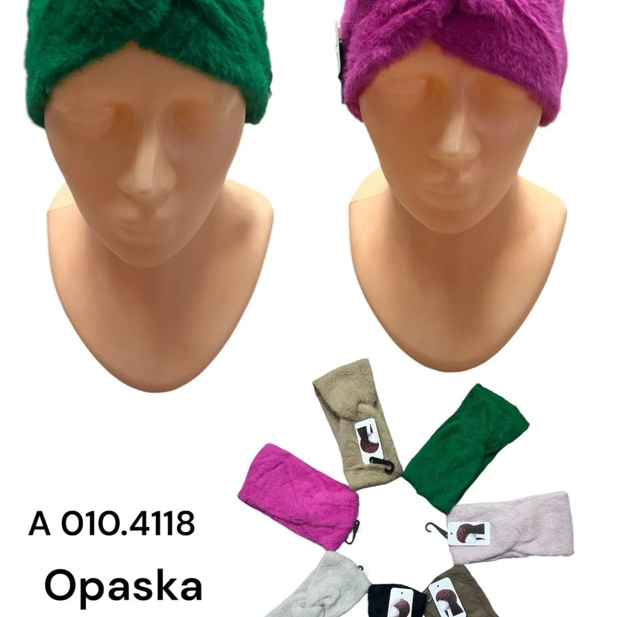 Opaski damskie Alpaka turban zielony fuksjowy beżowy