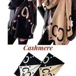 Szale damskie Cashmere beżowo-czarne z wzorem GG