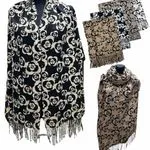 Szaliki damskie bawełna-viscose wzór kwiatowy