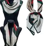 Szaliki damskie wzór Gucci beżowy zielony czerwony