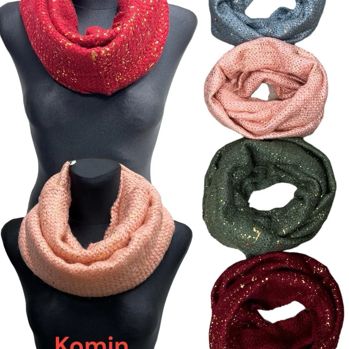 Kominiarki damskie z brokatem 6 kolorów