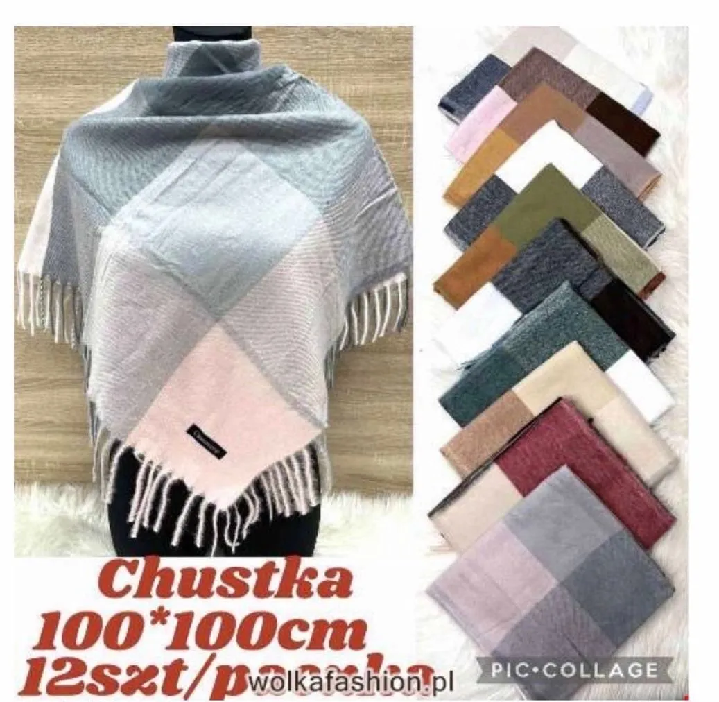 Chustki damskie 100x100cm kwieciste wzory, 12 szt