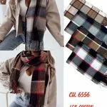 Szaliki damskie w kratę CH 655 bawełna LEN COTTON