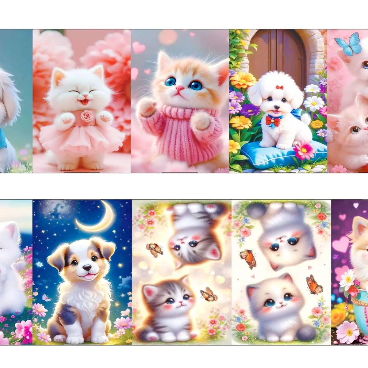Ściereczki 25*50cm z nadrukami kawaii kotków i piesków