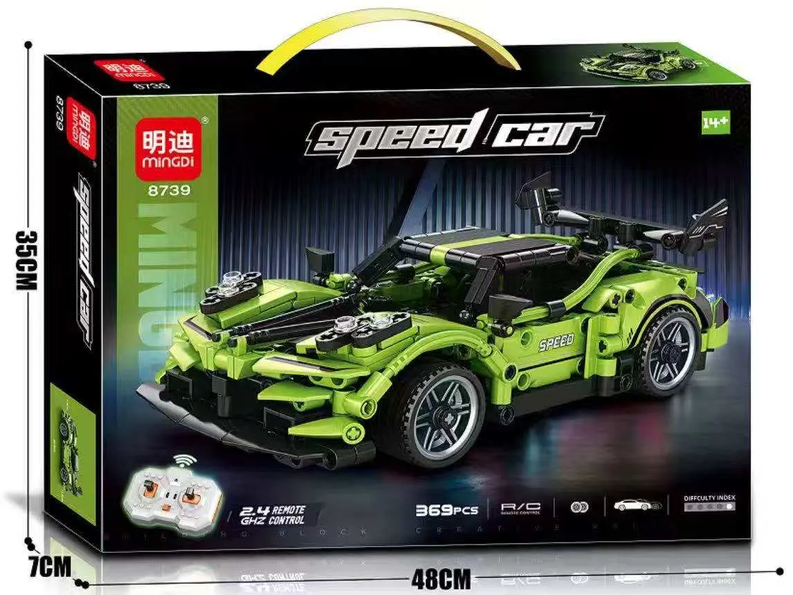 Klocki Speed Car 369 pcs Zielony Samochód RC 48cm