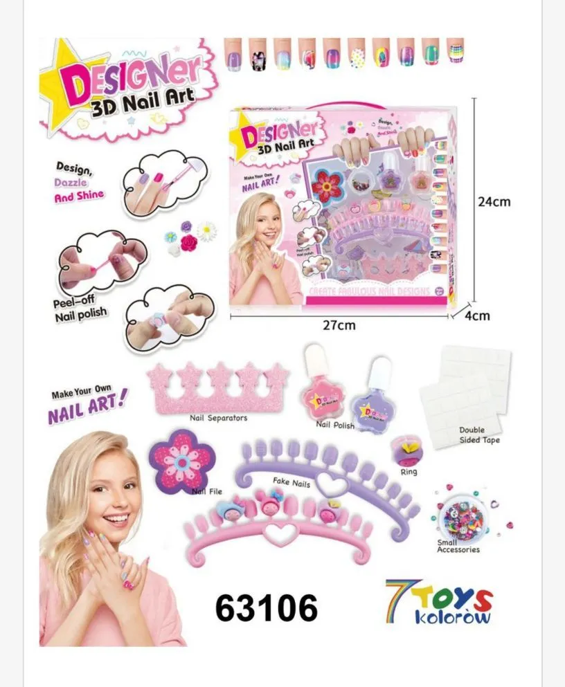 Zestaw Designer 3D Nail Art do malowania paznokci dla dzieci