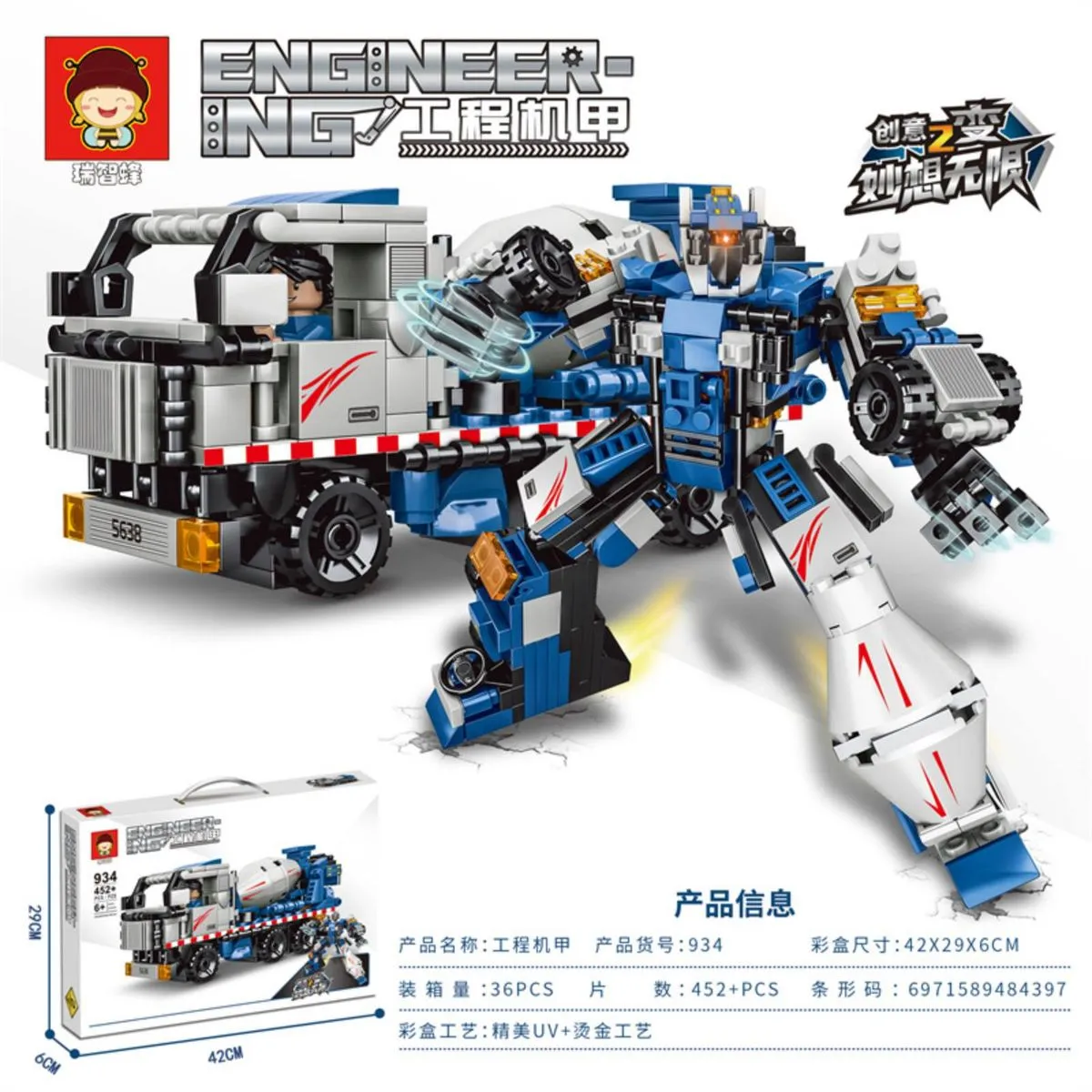 Klocki Engineering Auto Robot 596 szt. 42x29x6 cm