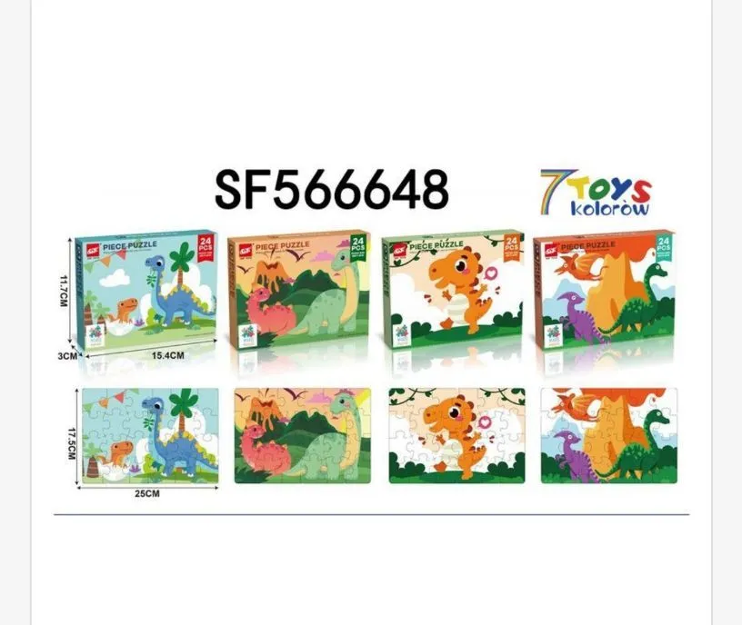 Puzzle dinozaury 24 elem. zestaw 6 szt SF56648