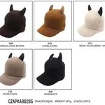 Czapki damskie beanie z rogami, 4 kolory, 147g, 12szt/op