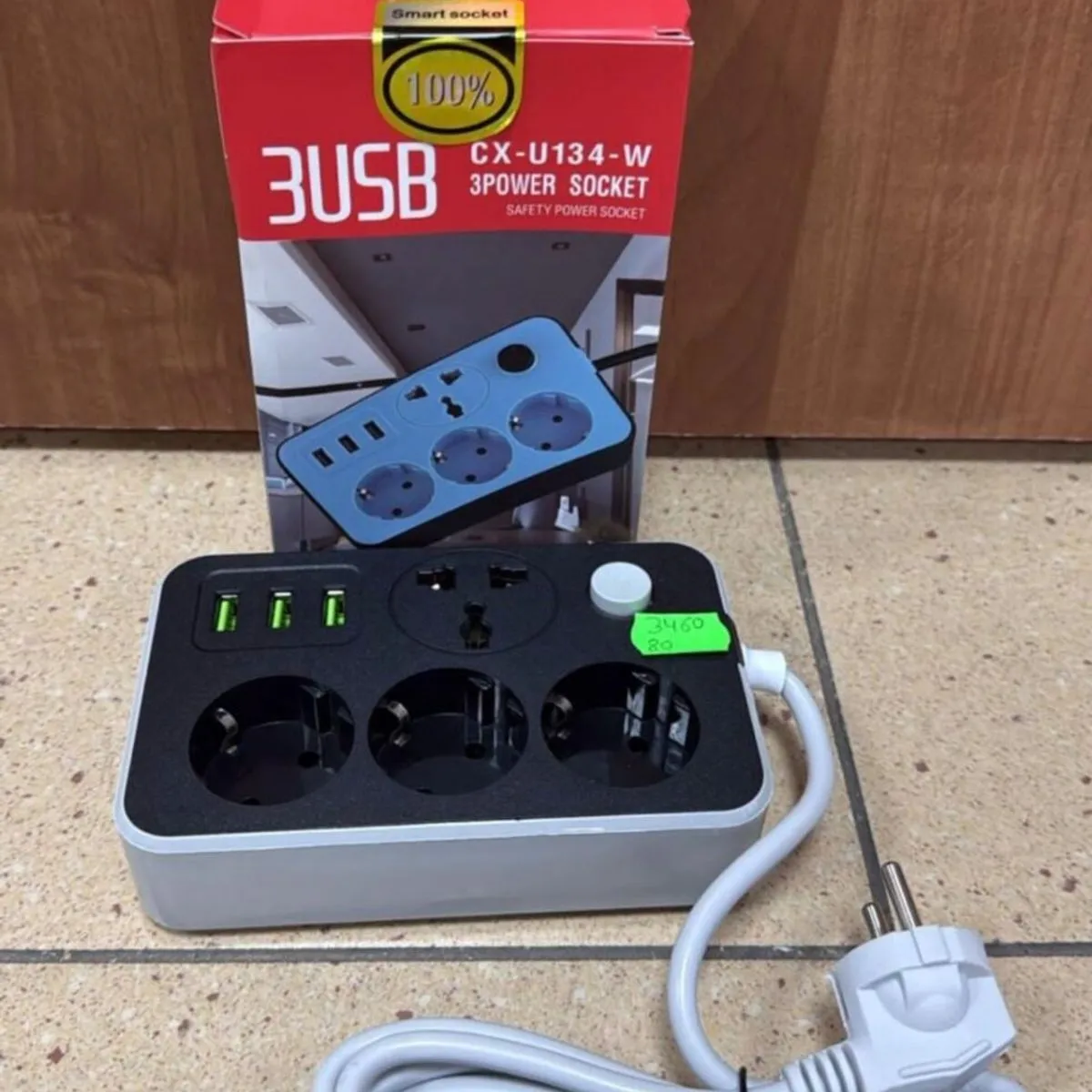 Listwa zasilająca 3Power Socket CX-U134-W USB 3 gniazda