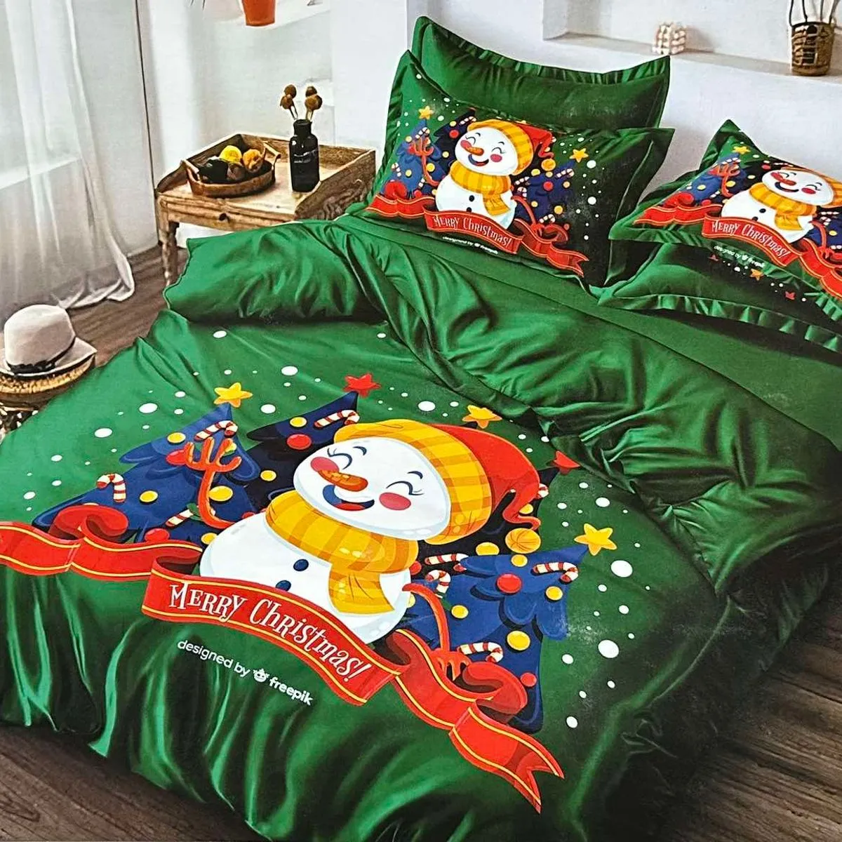 Komplet Pościel 5D MILANO Satyna Bawełna 4CZ 160/200 Śnieg