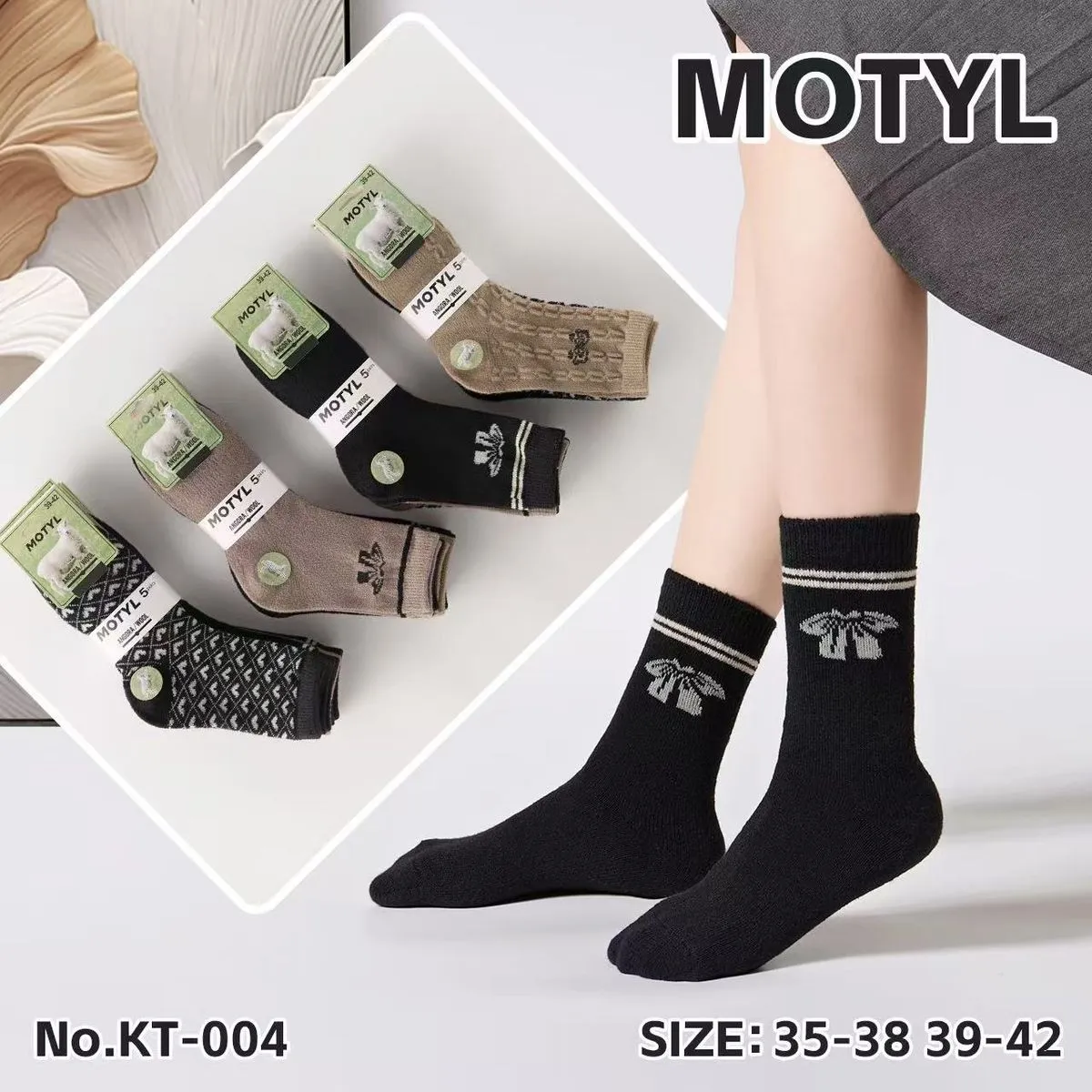 Skarpety damskie Motyl z kokardą KT-004 roz. 35-38/39-42