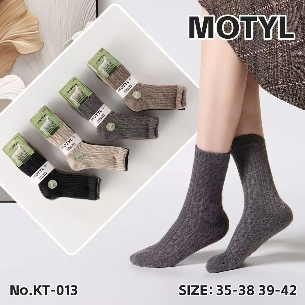 Skarpety damskie Motyl zielone szare No.KT-013 roz. 35-38-39-42