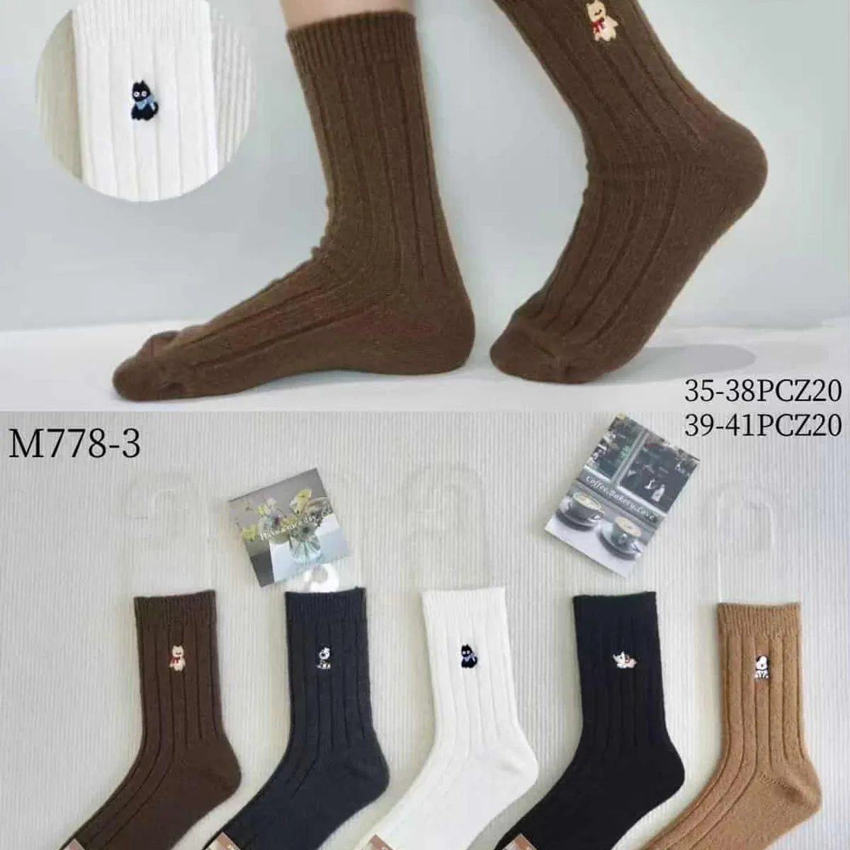 Skarpety damskie z misiem 35-41 M778-3