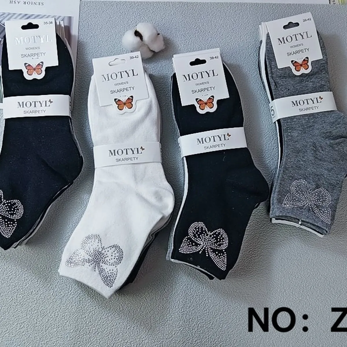 Skarpetki damskie Moty z motylkami 35-38/39-42, NO: ZY-305
