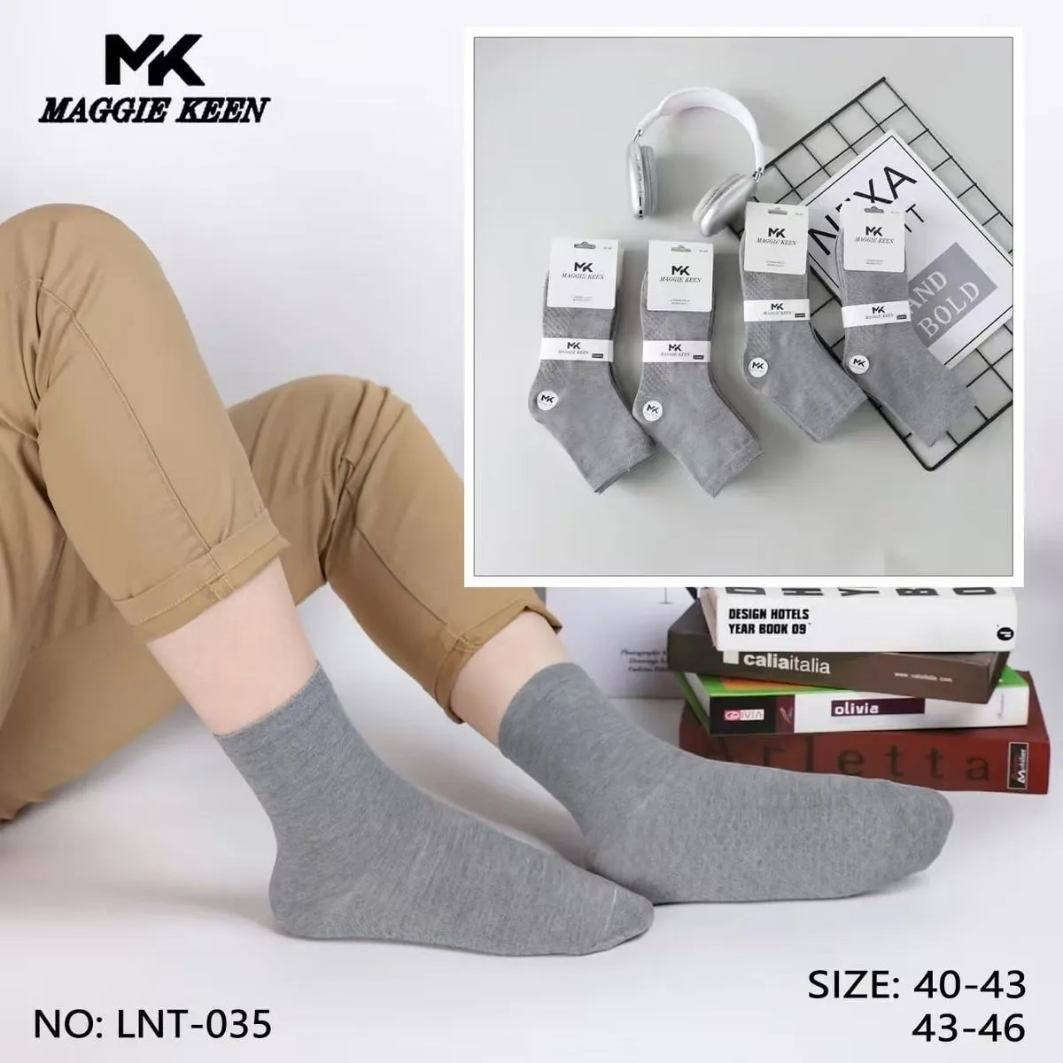 Skarpety męskie Maggie Keen LNT-035 szary 40-43/43-46