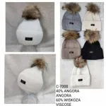 Czapki damskie z pomponem 40-70% angora C-7008