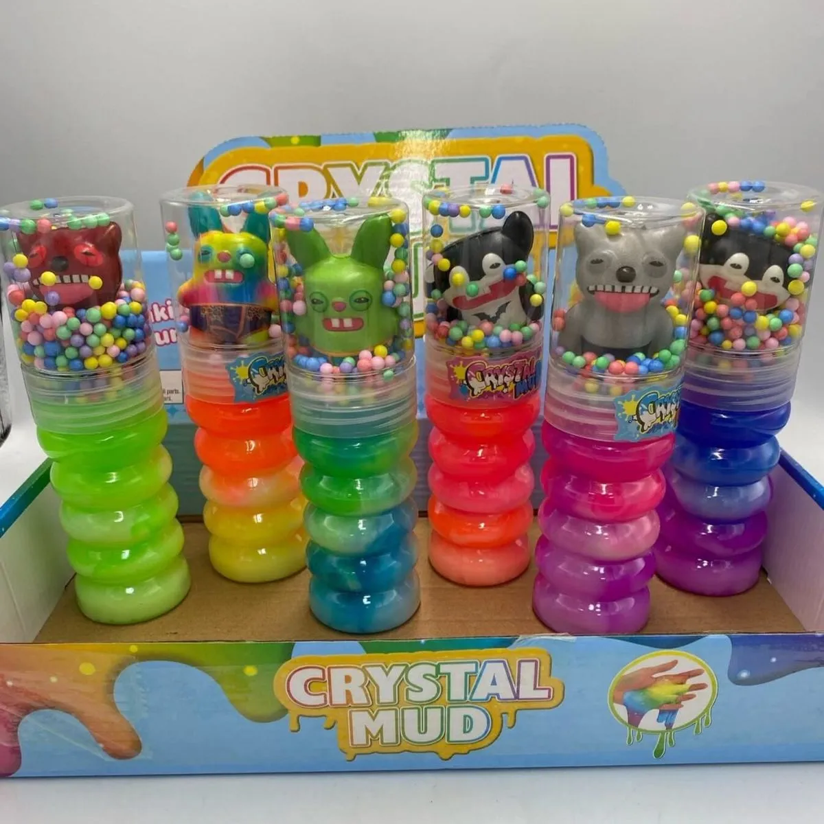 Zabawki Slime Crystal Mud w tubach z postaciami, 12 szt