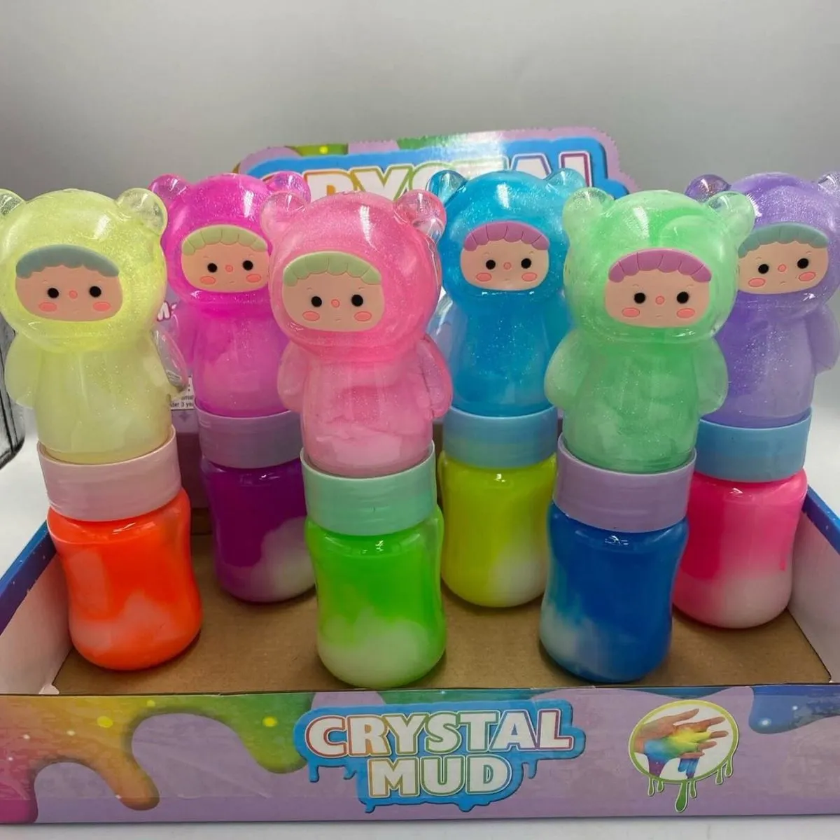 Zabawki Slime Crystal Mud w fiolkach, 12 szt