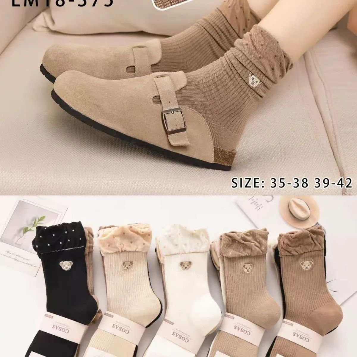 Skarpetki damskie COSASAS z misiem, rozmiar 35-42, LM18-375