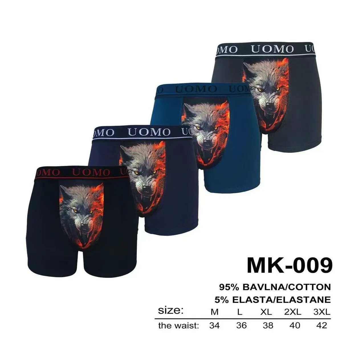 Boserki męskie UOMO z wilkiem MK-009 rozmiary M-3XL