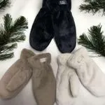 Rękawiczki damskie UGG czarne beżowe białe futerko