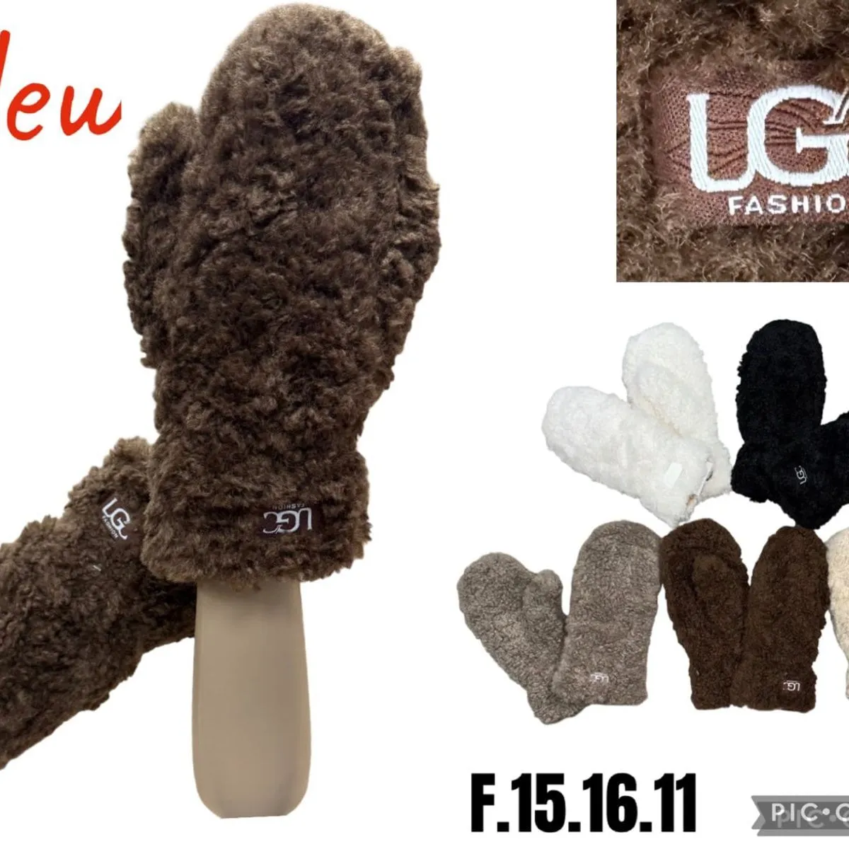 Rękawiczki damskie UGG futrzane brązowe F.15.16.11