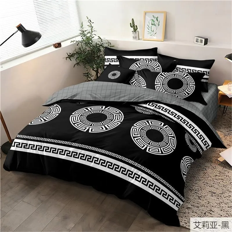Komplet Pościel Milano 4CZ 160/200 Czarno-biały