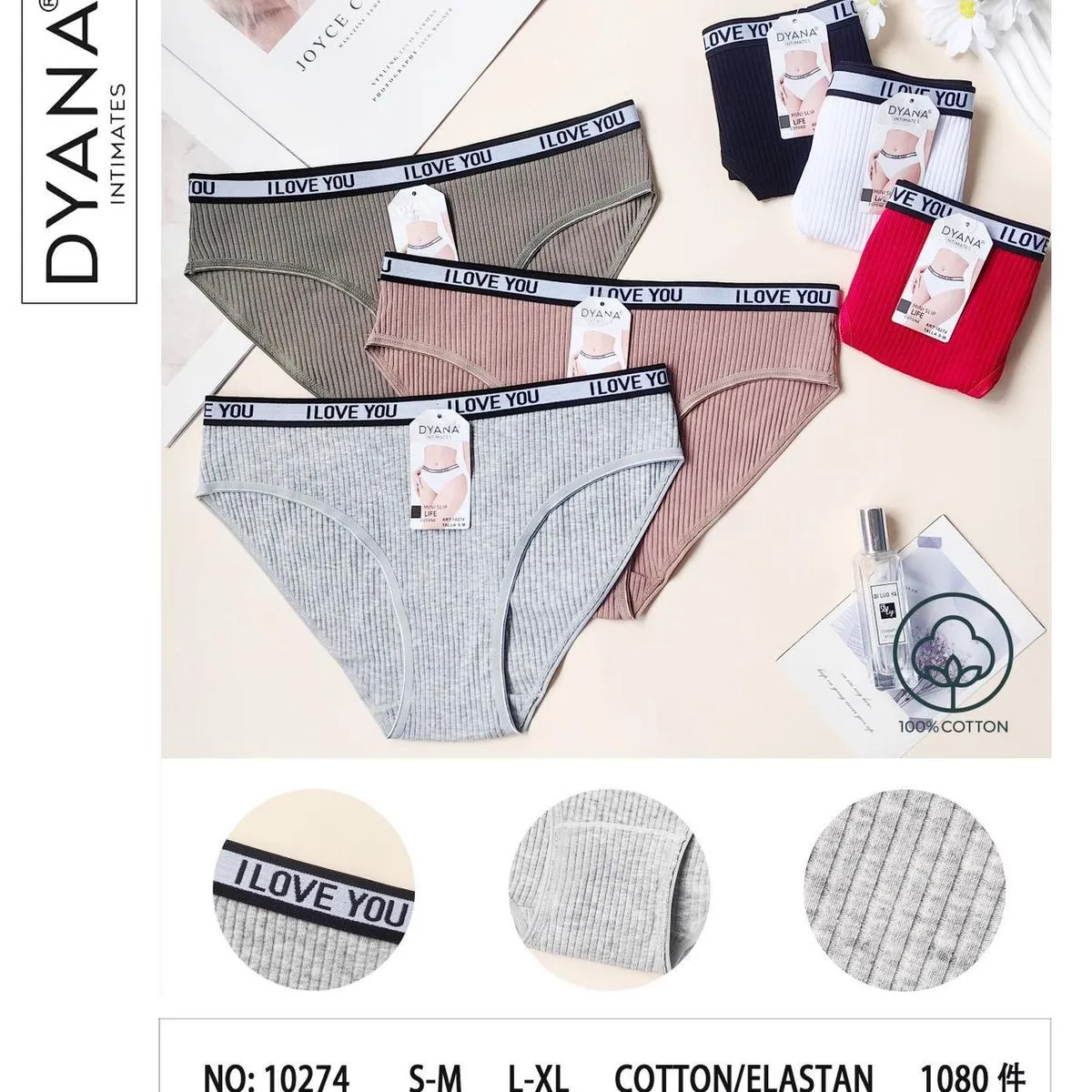 Majtki damskie DYNAN INTIMATES ribbed 98% bawełna S-L XL