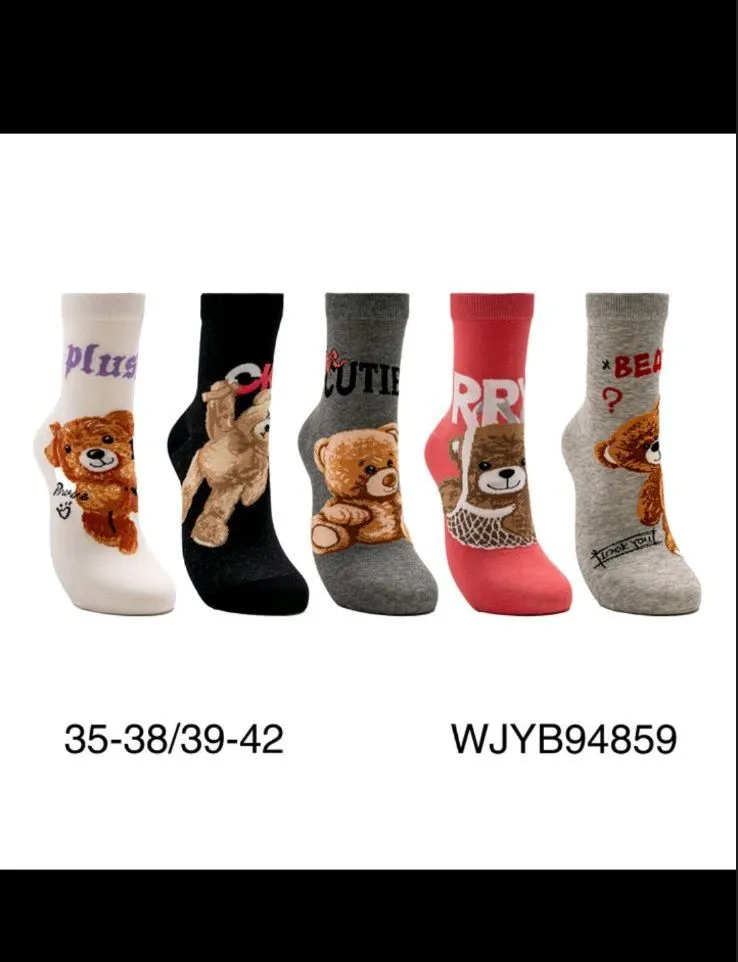 Skarpetki damskie z misiami 5 par rozmiar