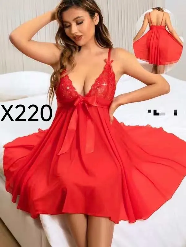 Koszulka Nocna Damska Czerwona X220 L-XL