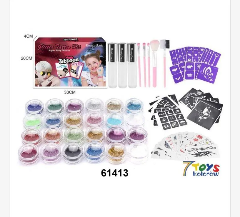 Zestaw Zabawki Super Tattoos Glitters Kit 20x4cm